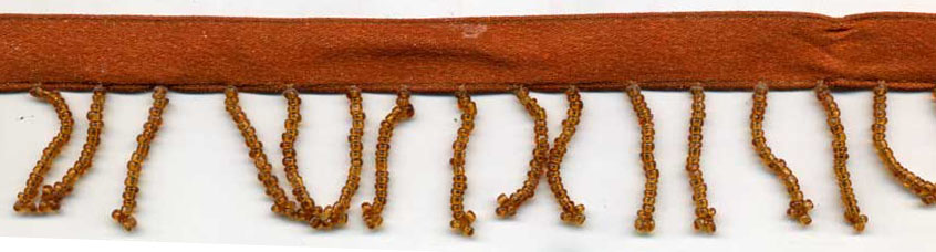 <font color="red">IN STOCK</font><br>1" Poly/Glass Beaded Fringe w/1/2" Satin Header-Rust