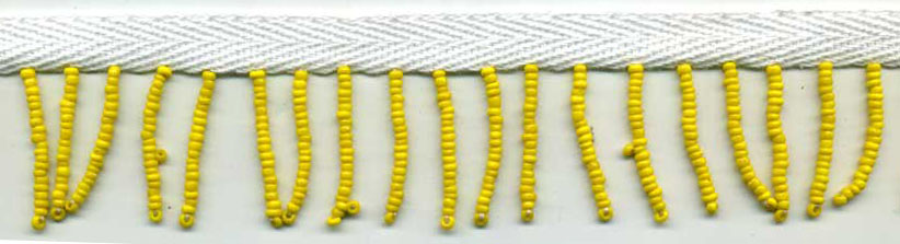 <font color="red">IN STOCK</font><br>1" Glass Beaded Fringe w/3/8" White Cotton Header-Yellow