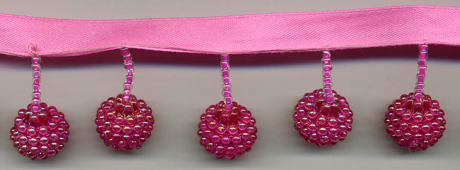 <font color="red">IN STOCK</font><br>1" Plastic Beaded Beaded Fringe-Iris/Fuschia