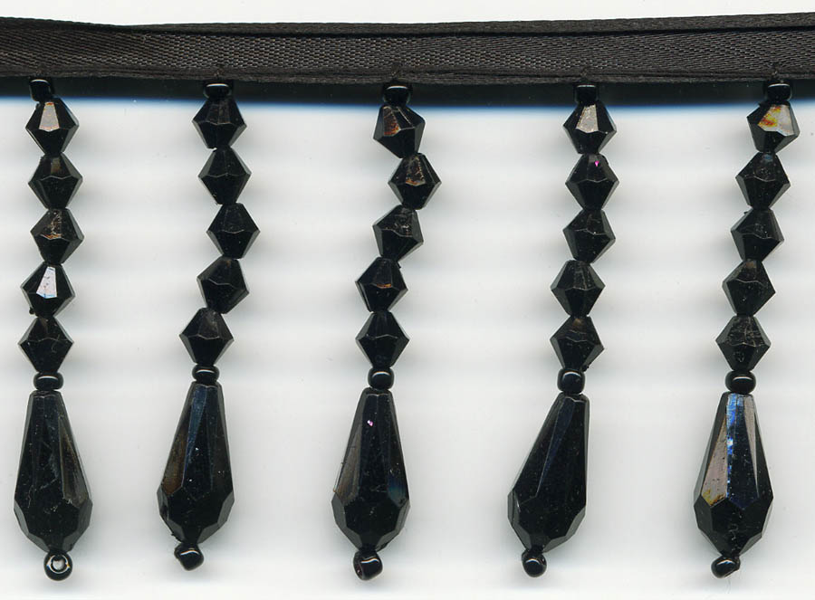 <font color="red">IN STOCK</font><br>2" Plastic Beaded Faceted Teardrop-Black
