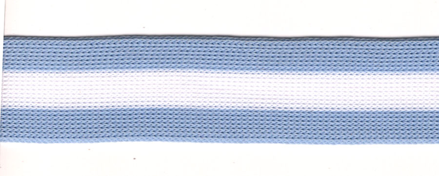 <font color="red">IN STOCK<br>DISCOUNTED</font><br>1" Poly Knit Tri Stripe-Blue/White/Blue