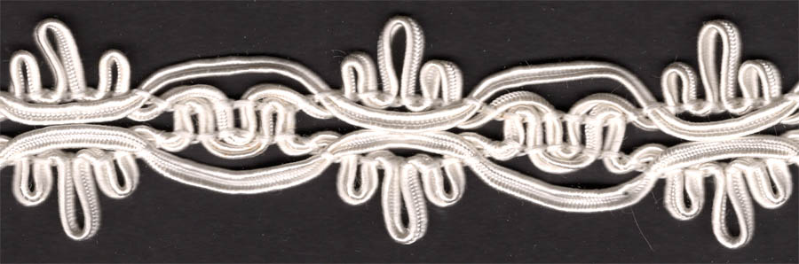 <font color="red">IN STOCK<br>MADE IN USA</font><br>1+1/4" Rayon Soutache Braid-White