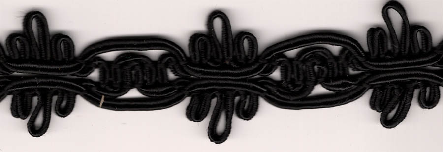 <font color="red">IN STOCK<br>MADE IN USA</font><br>1+1/4" Rayon Soutache Braid-Black