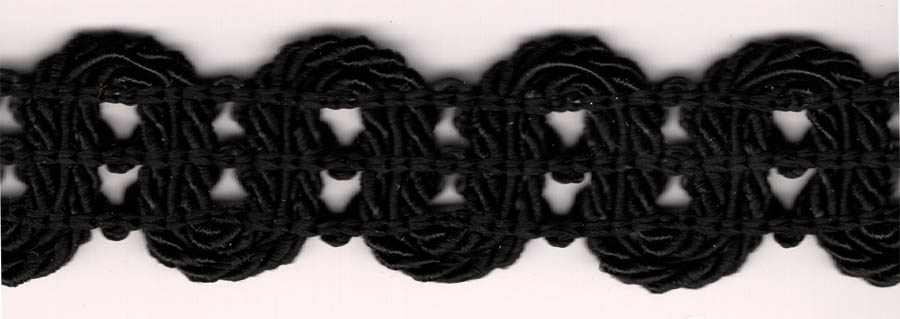 <font color="red">IN STOCK<br>MADE IN USA</font><br>3/4" Rayon Knit Braid-Black