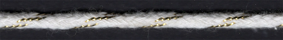 <font color="red">IN STOCK<br>MADE IN USA</font><br>1/4" Cotton/Metallic Drawcord-White/Gold