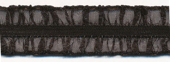 <font color="red">IN STOCK<br></font><br>3/4" Poly Ruffled Organza Elastic-Black