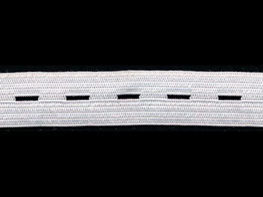 <font color="red">IN STOCK<br>INDUSTRY STANDARD</font><br>5/8" Wide Button Hole Elastic-White