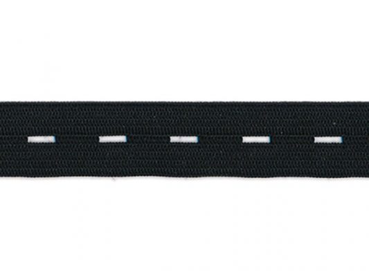 <font color="red">IN STOCK<br>INDUSTRY STANDARD</font><br>5/8" Wide Button Hole Elastic-Black