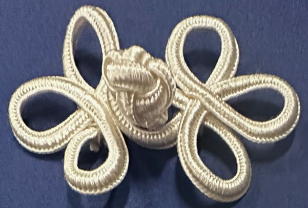 <font color="red">IN STOCK</font><br>1+3/4" x 3" Rayon Loop Frog Closure-Ivory
