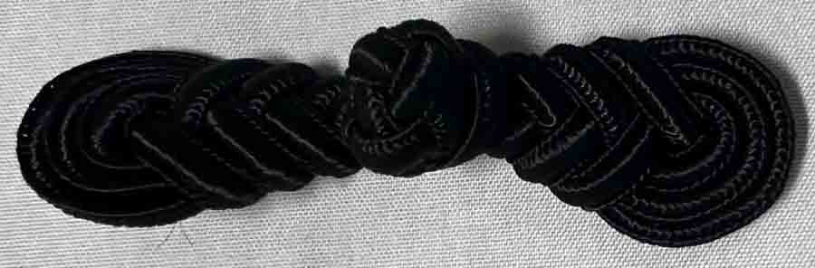 <font color="red">IN STOCK</font><br>3/4" x 3+1/4" Rayon Pinapple Frog Closure-Black