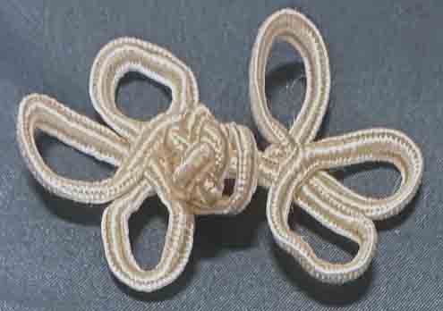 <font color="red">IN STOCK</font><br>1+3/4" x 2+3/4" Rayon Loop Frog Closure-Antique White