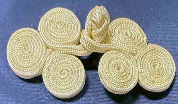 <font color="red">IN STOCK</font><br>1+5/8" x 3+1/4" Rayon Loop Frog Closure-Antique White