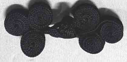 <font color="red">IN STOCK</font><br>1" x 2+1/2" Rayon Frog Closure-Black