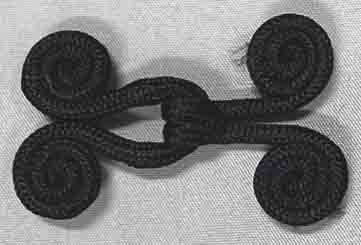 <font color="red">IN STOCK</font><br>1+1/2" x 2+1/4" Rayon Hook/Eye Frog Closure-Black