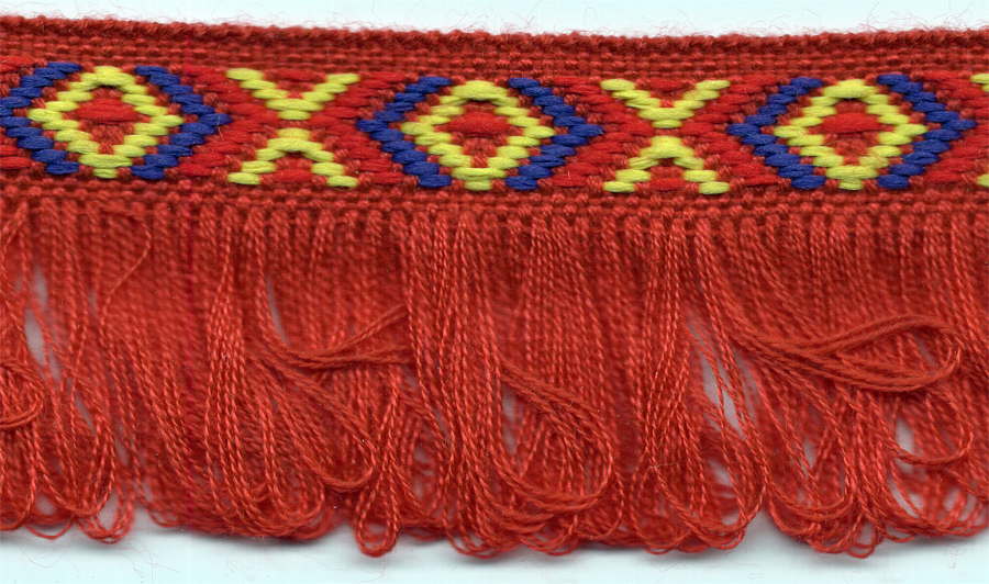 <font color="red">IN STOCK</font><br>1+1/2" Poly Indian Fringe-Red Combo