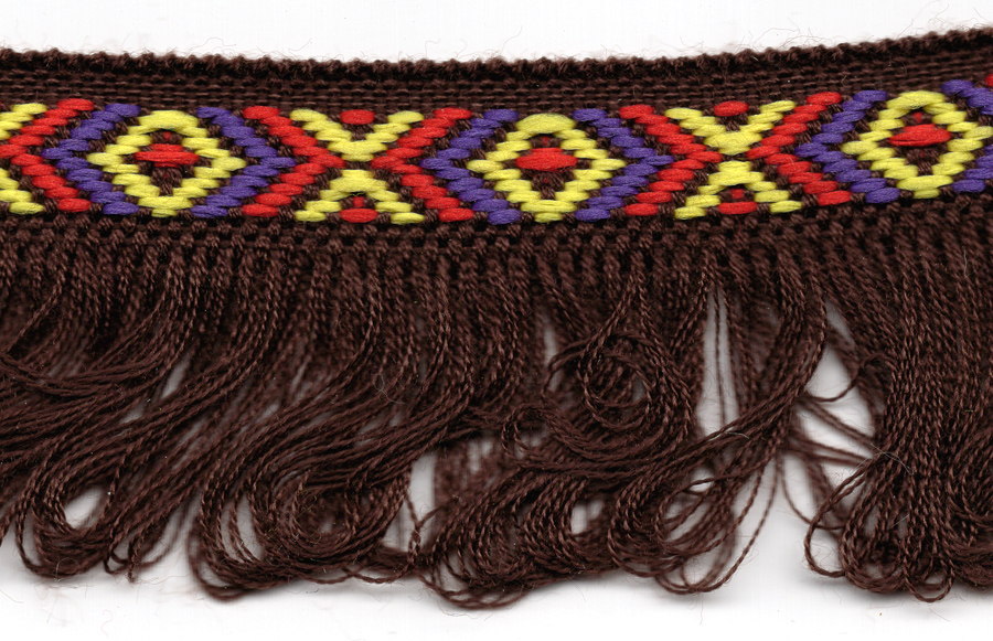 <font color="red">IN STOCK</font><br>1+1/2" Poly Indian Fringe-Brown Combo