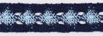 <font color="red">IN STOCK</font><br>1+1/4" Cotton Cluny Splash Galloon-Indigo/Aqua