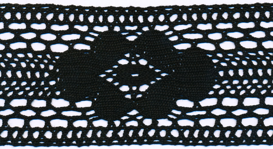 <font color="red">IN STOCK</font><br>3+3/4" Cotton Cluny Galloon Crochet-Black
