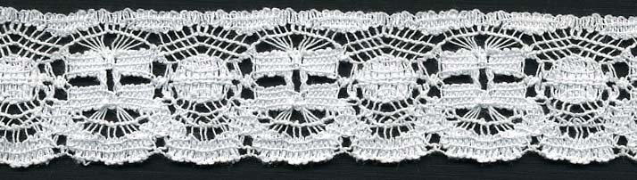 <font color="red">IN STOCK</font><br>1+1/4" Cotton/Nylon Lever Edge Crochet-White (95%Cot/5%Nyl)
