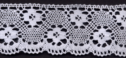 <font color="red">IN STOCK</font><br>2+1/4" Cotton Cluny Edge Crochet-Bright White