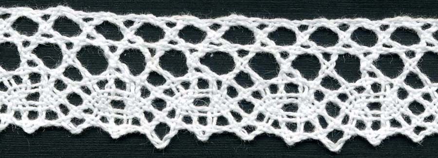 <font color="red">IN STOCK</font><br>1" Cotton Cluny Edge Crochet-White