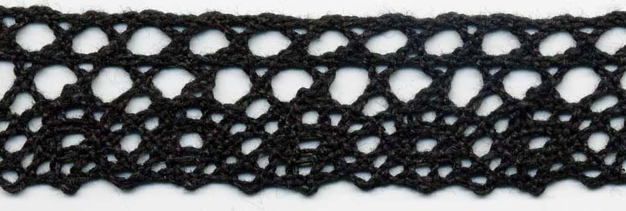 <font color="red">IN STOCK</font><br>1" Cotton Cluny Edge Crochet-Black