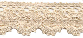 <font color="red">IN STOCK</font><br>1+7/16" Cotton Cluny Floral Edge-Natural