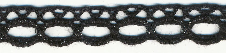 <font color="red">IN STOCK</font><br>1/2" Cotton/Lame Cluny Edge-Black/Antique Silver