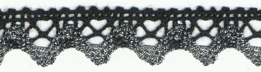 <font color="red">IN STOCK</font><br>5/8" Lame Cluny Lace-Black/Antique Silver