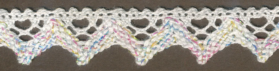 <font color="red">IN STOCK</font><br>5/8" Lame Cluny Lace-White/Rainbow