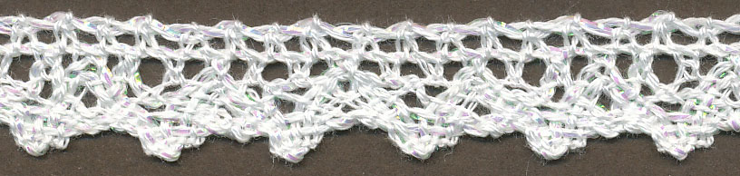 <font color="red">IN STOCK</font><br>5/8" Cotton Cluny Sawtooth Edge-White/Iris Lame