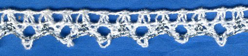<font color="red">IN STOCK</font><br>5/8" Cotton/Lame Jagged Edge-White/Silver