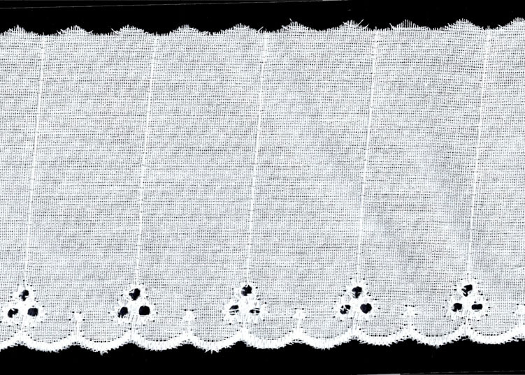 <font color="red">IN STOCK</font><br>2+3/4" Cotton Flat Eyelet Shiny Yarn-White