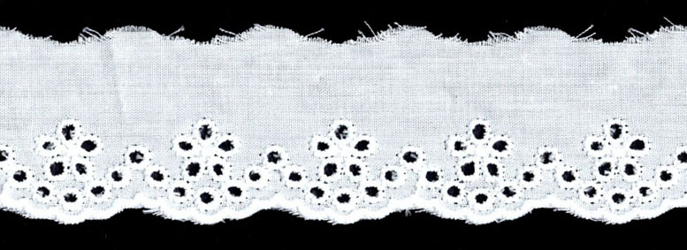 <font color="red">IN STOCK</font><br>1+1/2" Poly Eyelet Lace-White