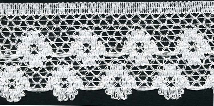<font color="red">IN STOCK</font><br>3+3/8" Cotton Crochet Edge Lace-White