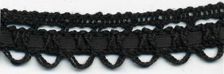 <font color="red">IN STOCK</font><br>5/8" Cotton Crochet Loop Lace-Black