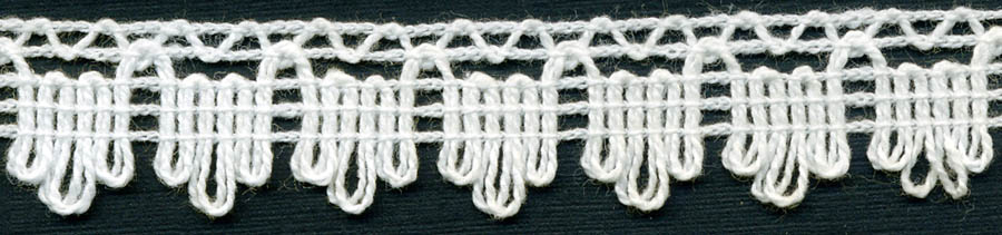 <font color="red">IN STOCK</font><br>1/2" Cotton Knit Loop Edge Lace-White