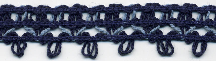 <font color="red">IN STOCK</font><br>5/8" Cotton Crochet Loop Edge Lace-Blue Combo