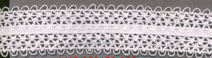 <font color="red">IN STOCK</font><br>1+3/4" Cotton Knit Galloon Lace-White/White Ribbon