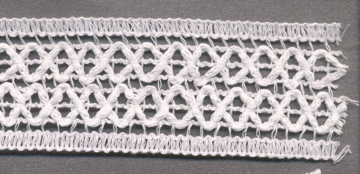 <font color="red">IN STOCK</font><br>2+3/16" Cotton Knit Galloon Lace-White