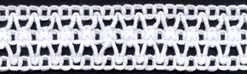 <font color="red">IN STOCK</font><br>1+3/16" Cotton Crochet Galloon Lace-White
