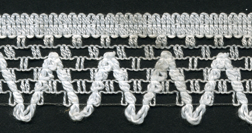 <font color="red">IN STOCK</font><br>1" Poly Knit Lace Edge Lace-White