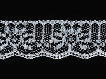 <font color="red">IN STOCK</font><br>1+1/8" Poly Flat Raschel Lace-White