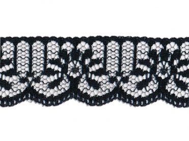 <font color="red">IN STOCK</font><br>1+1/8" Poly Flat Raschel Lace-Black