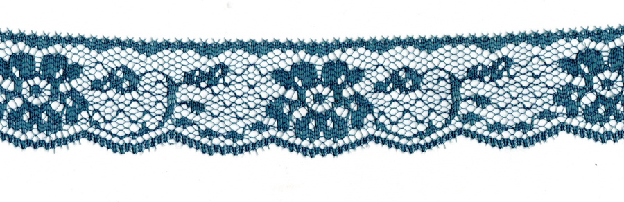 <font color="red">IN STOCK</font><br>1" Flat Poly Edge Lace-Antique Blue