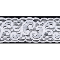<font color="red">IN STOCK</font><br>2" Nylon Stretch Lace Galloon-Raw White