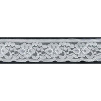 <font color="red">IN STOCK</font><br>1" Nylon Stretch Lace Floral Raw White