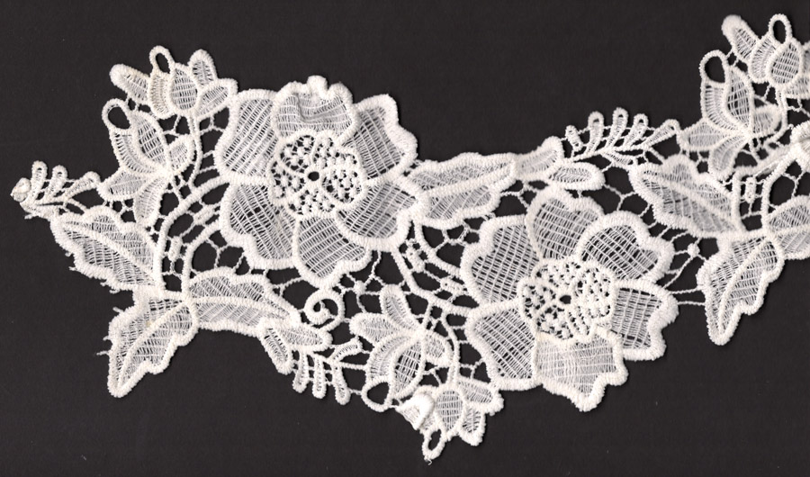 <font color="red">IN STOCK</font><br>6" Cotton Embroidered Venise Lace-Soft White