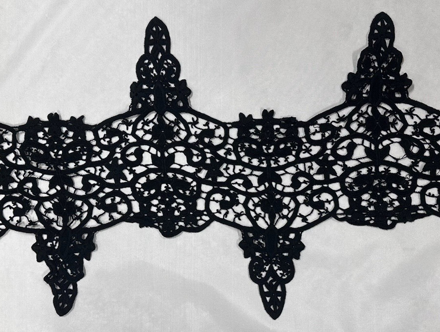 <font color="red">IN STOCK</font><br>14+1/2" Cotton Venise Lace-Black
