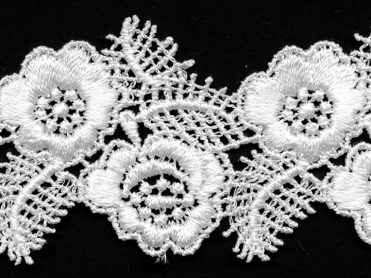<font color="red">IN STOCK</font><br>1+3/4" Rayon Floral Venise Lace-White